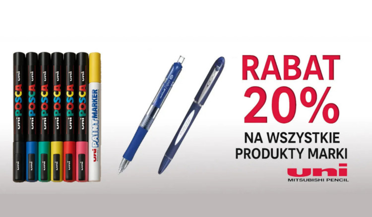 Rabat 20% na wszystkie produkty marki UNI Mitsubishi Pencil